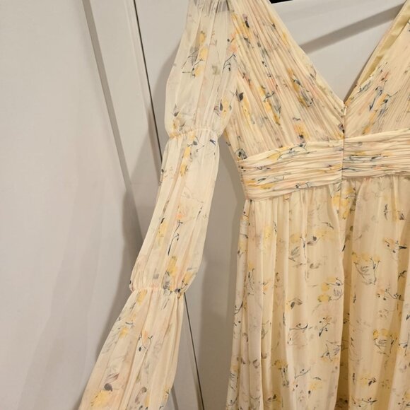 Floral Print Chiffon Illusion Tiered Puff Dress Mac Duggal - Picture 10 of 14